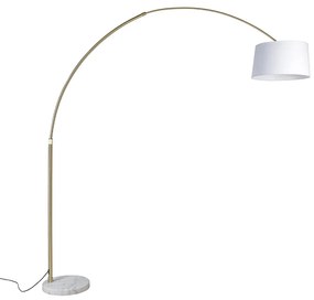 Lampada ad arco in ottone con paralume in tessuto bianco 50 cm - XXL