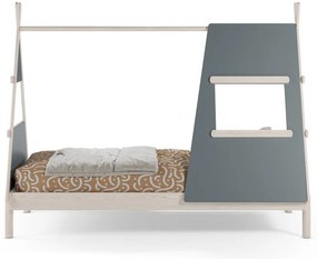 Letto da bambini a forma di casa verde polveroso in pino massiccio con rete inclusa 90x200 cm Enola – Marckeric