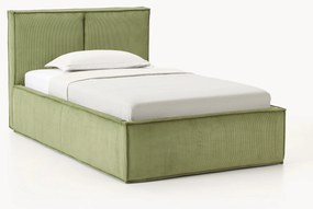Letto singolo in velluto a coste con spazio contenitore aggiuntivo Dream