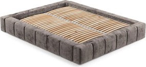 Letto matrimoniale imbottito marrone con spazio contenitivo e rete 160x200 cm Aruba L - Maison de Rêve