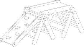 Pikler triangolo montessori grigio/di colore naturale in pino massiccio 265x61x60 cm Montessori – Meowbaby