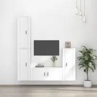 Set di Mobili Porta TV 4 pz Bianco in Legno Multistrato 3188790