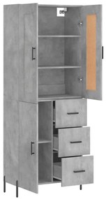 Credenza grigio cemento 69,5x34x180 cm in legno multistrato