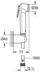 GROHE 26353000 - TEMPESTA-F 30 Doccetta bidet con supporto e tubo flessibile da 150 cm, cromato