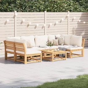 Set salotto da giardino 7 pz con cuscini legno massello acacia