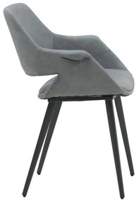 Set di sedie EMBAJADORES in similpelle grigio e gambe in metallo nero, con braccioli