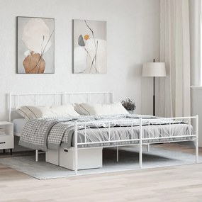 Giroletto Con Testiera E Pediera Metallo Bianco 200x200 Cm /