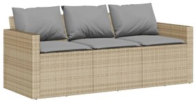 Set divano da giardino 6 pz con cuscini beige in polyrattan