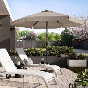 Ombrellone a palo centrale grigio Avea NATERIAL con telo esagonale tortora L 296 x P 296 x H 247 cm