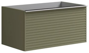 Mobile da bagno sotto lavabo Pixel stripes frontale verde salvia e maniglia alluminio brillante laccato opaco L 80 x H 40 x P 45.5 cm 1 cassetto, lavabo non incluso