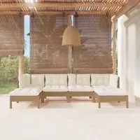 Set Divani da Giardino 6 pz con Cuscini Miele Legno di Pino cod mxl 42602