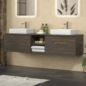 Mobile bagno sospeso 175 cm con due cassetti e vano a giorno SP-175P - KAMALU