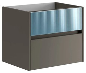 Mobile da bagno sotto lavabo Niwa grigio carbone frontale in vetro verde blu pacifico laccato opaco L 59.5 x H 50 x P 45.5 cm 2 cassetti, lavabo non incluso