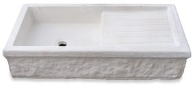 Lavabo Da Giardino In Cemento 90x47xh22 Cm Rettangolare Artistica Mediterranea Bianco