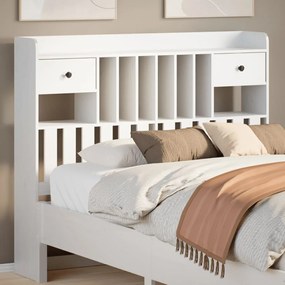 Testiera Con Ripiani Bianca 135 Cm İn Legno Massello Di Pino /