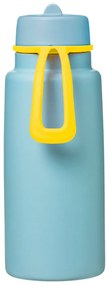 Bottiglia termica in acciaio inox con cannuccia 1l - blu chiaro/giallo