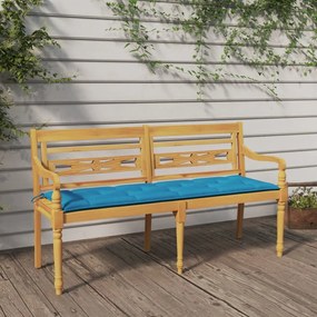 Panchina batavia con cuscino azzurro 150 cm legno massello teak