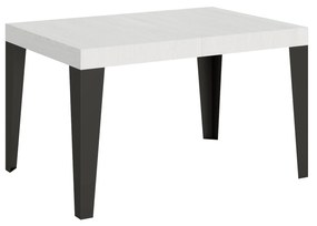 Tavolo allungabile Flame con telaio e gambe antracite, Bianco Frassino / 90x140/400 cm