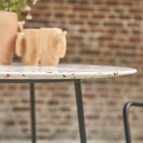 Tikamoon - ?Tavolo da giardino rotondo in battuto di terrazzo premium e metallo Elio brown da 90 cm