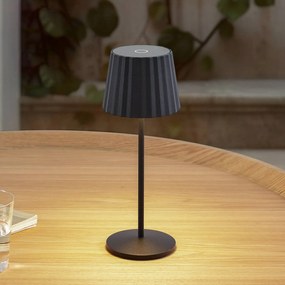 Lindby lampada da tavolo LED a batteria Esali, nera, metallo, IP54