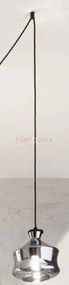 Sospensione pin solo vetro/b fume' cavo nero  d.18,5cm h.19cm attac...