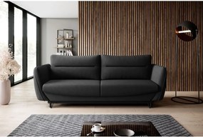 Divano nero allungabile/con contenitore e rivestimento in ciniglia 236 cm Silva – ELTAP