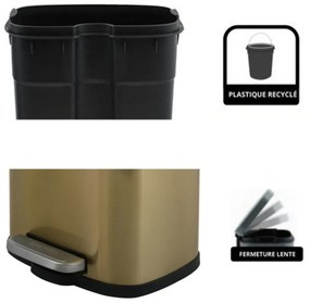 Cestino per la spazzatura oro opaco in acciaio con pedale 5 l Akira – Spirella