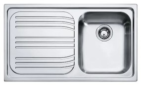 Lavello 1 vasca con gocciolatoio a sinistra FRANKE Radar RRX 611 inox L 50 x L 86 cm argento