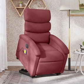 Poltrona Alzapersona Massaggiante Elettrica Rosso Vino Tessuto /