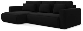 Divano angolare nero allungabile/con contenitore (con penisola a sinistra/con chaise lounge) con rivestimento in velluto Kapua – Makamii