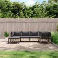 Set Divani da Giardino 6 pz con Cuscini Antracite in Polyrattan 3186771