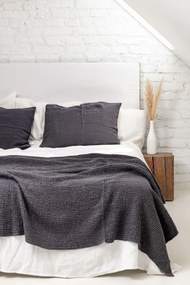 Copriletto A Nido Dape İn Lino Color Carbone / 53x81"/135x205cm / Charcoal