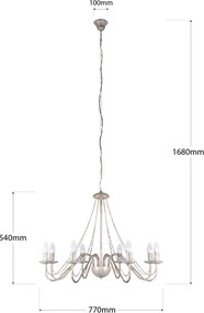 Lampadario a catena MALBO 8xE14/10W/230V bianco/oro/patina