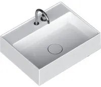 Lavabo lavatrucco monoforo Domus Falerii bianco lucido 60x46 cm installazione sospesa o da appoggio