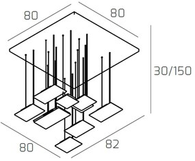 Sospensione Moderna Pixel Metallo Sabbia 10 Luci Gx53