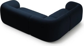 Divano angolare blu (con penisola a sinistra/a L) con rivestimento in velluto Kate – Micadoni