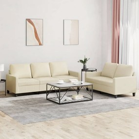 Set Di Divani 2 Pz Con Cuscini Crema İn Similpelle /