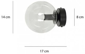 Lampada da Parete ROSSI K1 BL E14 Grafite,Trasparente, Miele Colore del corpo Trasparente