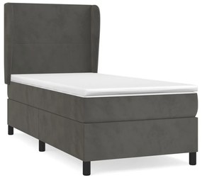 Giroletto a molle con materasso grigio scuro 90x190 cm velluto