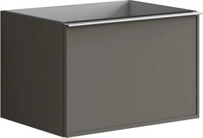 Mobile da bagno sospeso sotto lavabo Pixel frame 2 cassetti  L 60 x H 40 x P 45.5 cm grigio carbone laccato opaco, con maniglia alluminio brillante