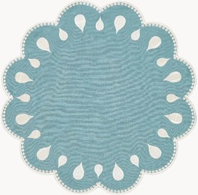 Tovaglietta rotonda con bordo ricamato Gotas