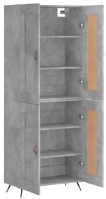 Credenza Grigio Cemento 69,5x34x180 cm in Legno Multistrato