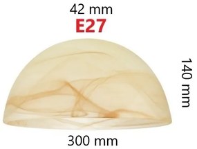 Vetro di ricambio per lampadario E27 diam. 300x140 mm