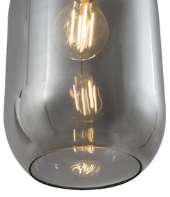 Lampada a sospensione moderna nera con vetro fumé a 3 luci - Sheena