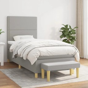 Giroletto A Molle Con Materasso Grigio Chiaro 90x190 Cm Tessuto /