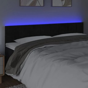 Testiera A Led Nera 180x5x78/88 Cm İn Velluto /
