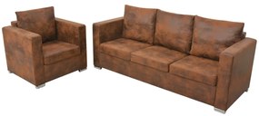 Set Divani 2 Pz İn Pelle Scamosciata Artificiale /