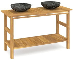 Mobile vanità bagno e lavandini marmo nero legno massello teak