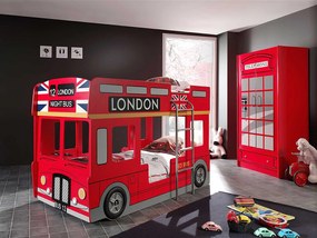 Lettino castello design bus londinese, Rosso, Grigio e Nero