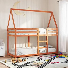 Letto A Castello Con Tetto Cera 90x200 Cm Legno Massello Pino /